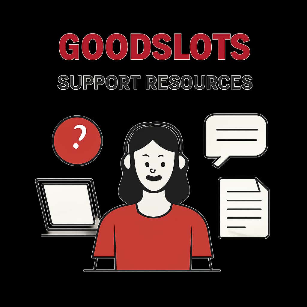 Illustration explaining GoodSlots Support Resources for user guidance.