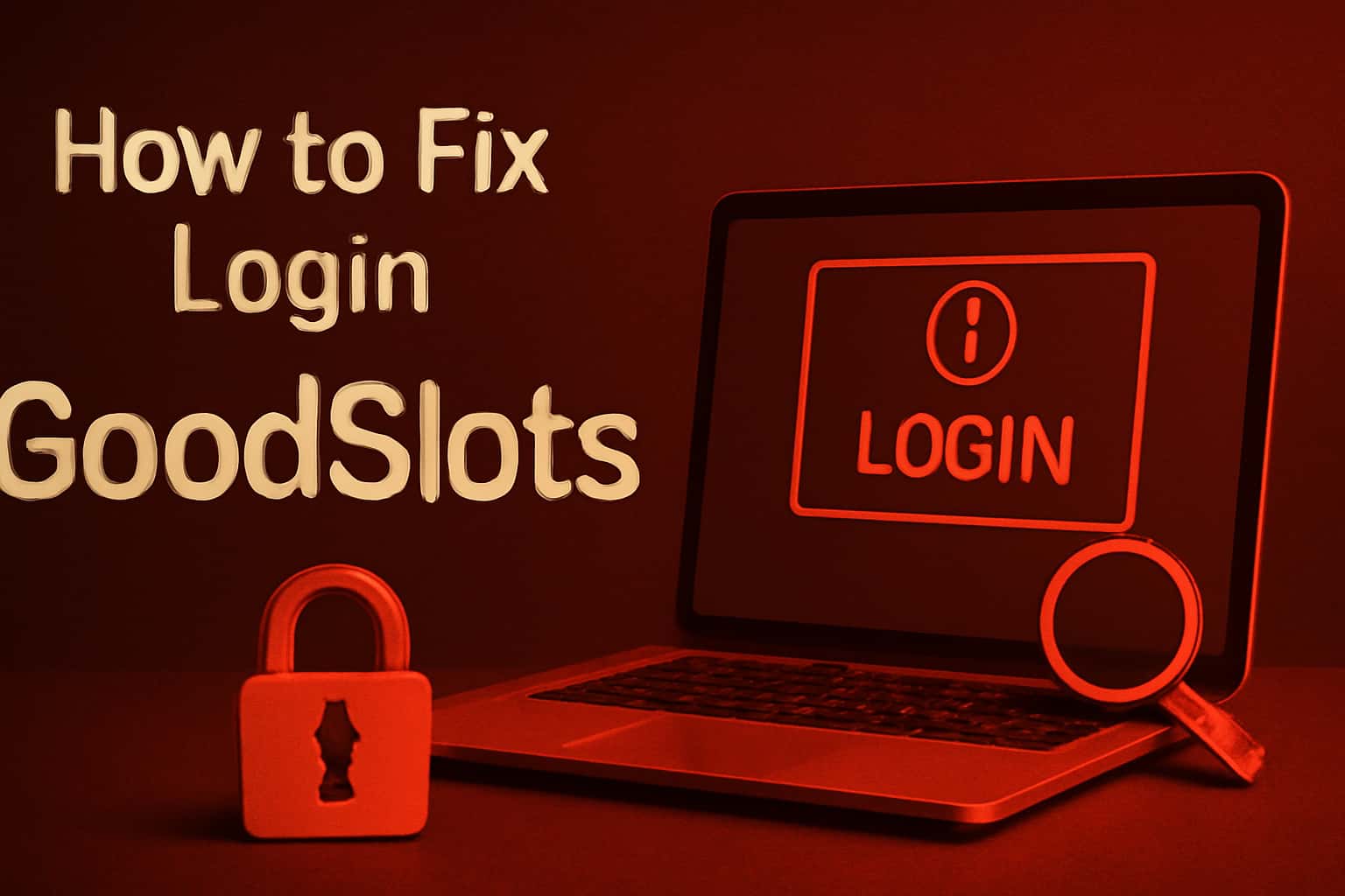 An informational scene illustrating how to fix login issues for GoodSlots, featuring the text 'How to Fix Login GoodSlots'.