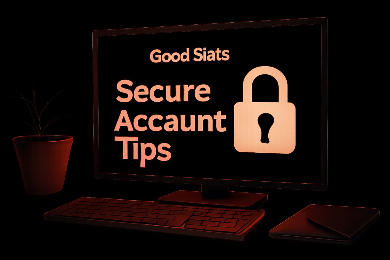 An informative visual on securing GoodSlots accounts with focused lighting on security elements.