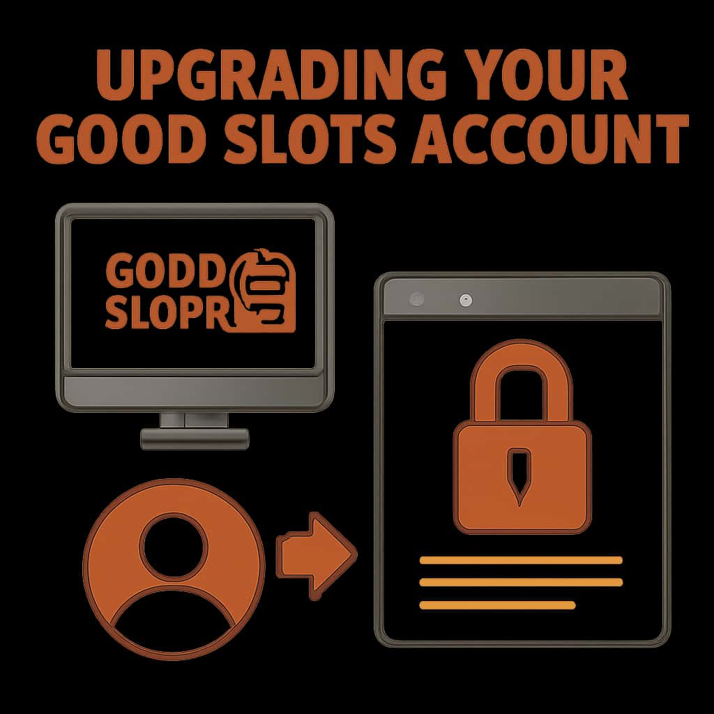 An educational diagram illustrating the steps to upgrade a GoodSlots account.